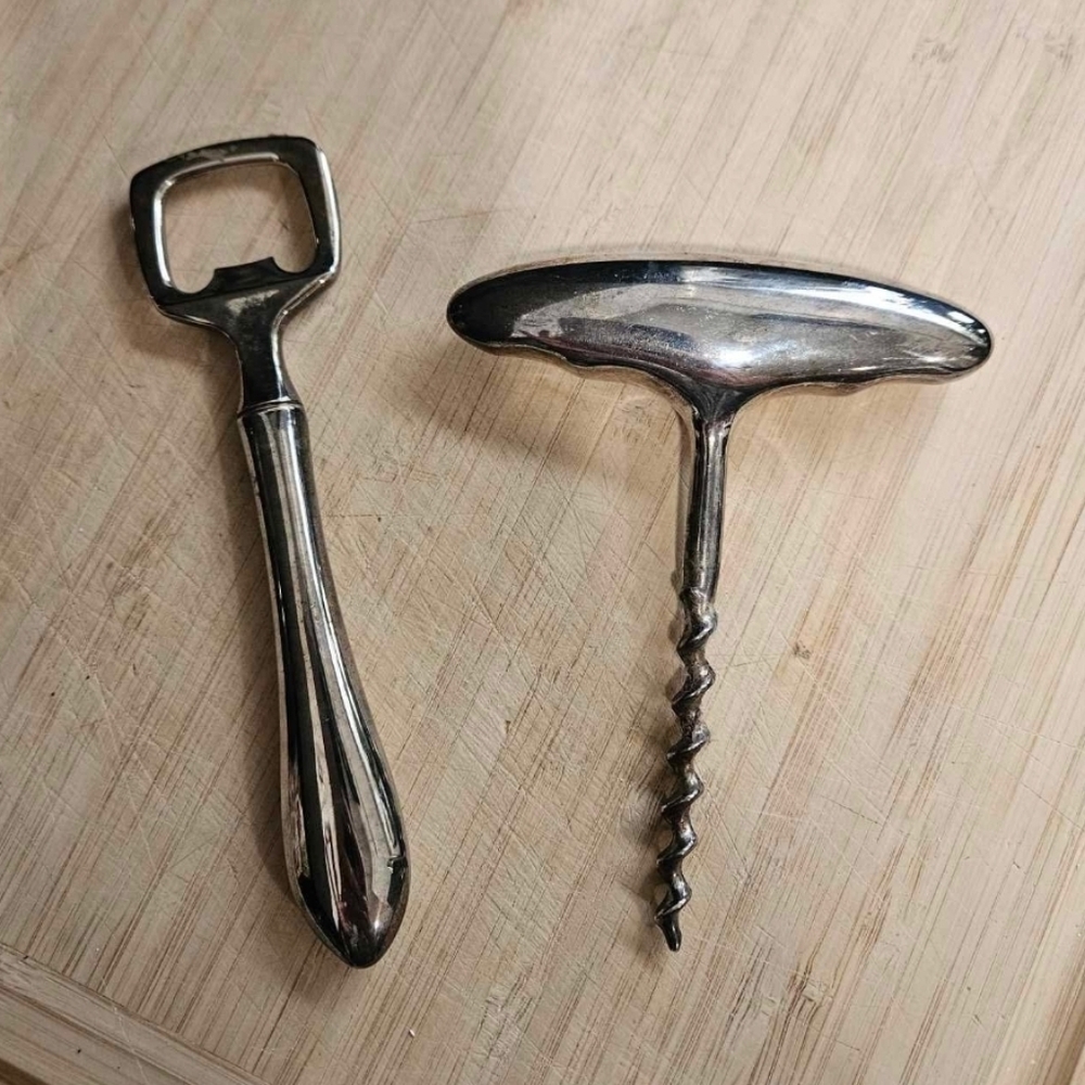 Vintage Silver Corkscrew & Opener Set